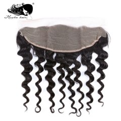 Mocha Hair 13*4 Lace Frontal Closure Loose Wave Brazilian Virgin Hair Bleached Knot 100% Human Hair Natural color