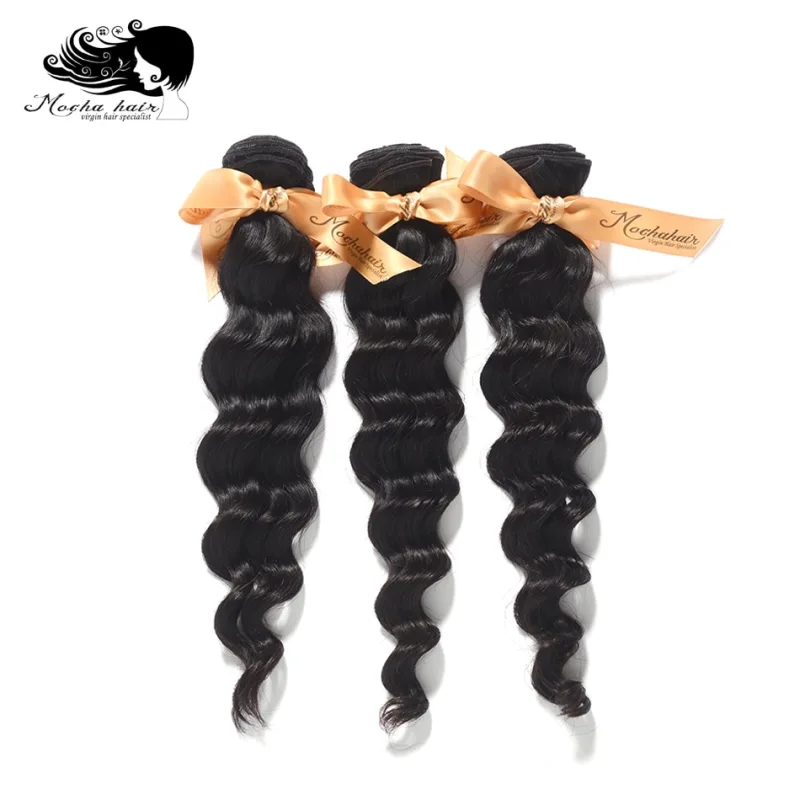 MOCHA Hair 3 Bundles 10A Brazilian Virgin Hair Loose Wave 12"- 28" 100% Unprocessed Human Hair Extension Natural Color