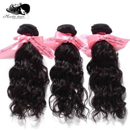 Mocha Hair 3 Bundles Natural Water Wave Malaysian Virgin Hair extension 10A Nature Color 12“-26” 100% Human Hair Weaves