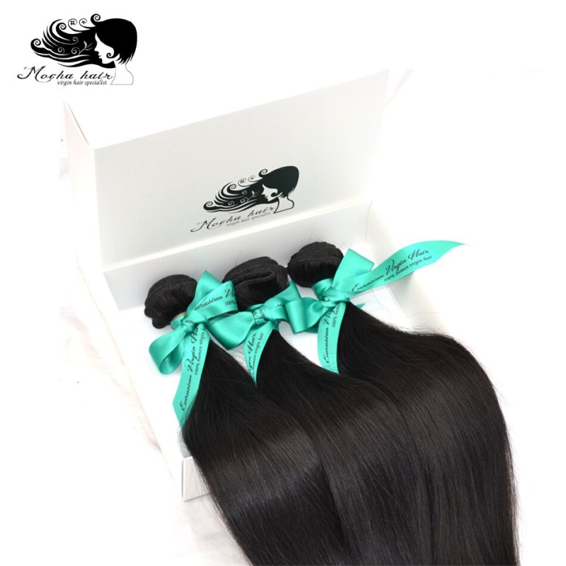 Mocha Hair 10A Eurasian Hair Virgin Straight Hair Extensions 3pcs/lot 8"-26" Natural Color