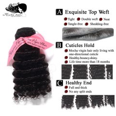 Mocha Hair Deep Wave Malaysia Virgin Hair extension 12inch-28inch Natural Color 100% Human Hair Weaves