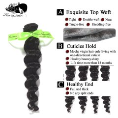 Mocha Hair Loose Wave 10A peruvian Virgin Hair extension Nature Color 12"-28 100% Unprocessed Human Hair Weaves 12inch-26inch