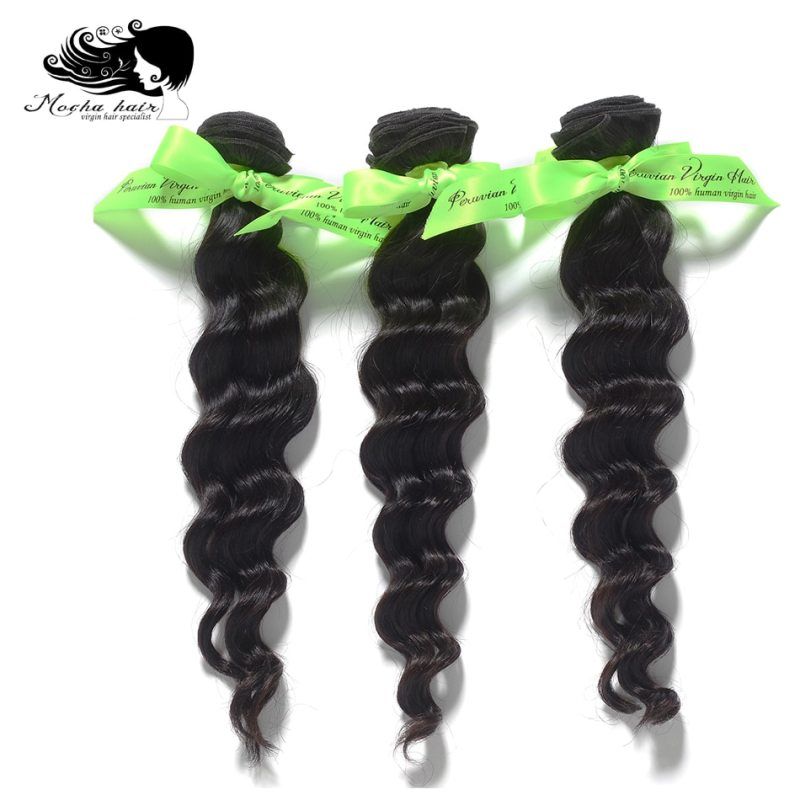 MOCHA Hair 10A Peruvian Virgin Hair Loose Wave 3 Bundles 100% Unprocessed Human Hair Extension Free Shipping Natural Color