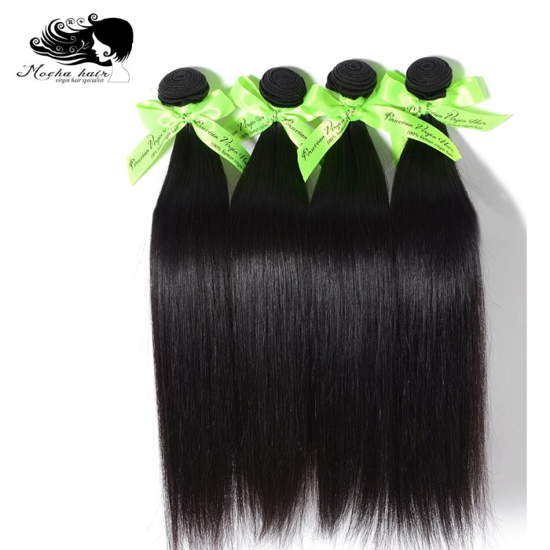 Mocha Hair  10A Peruvian Virgin Straight  Hair  extension 8inch-28inch Nature Color  100%  Unprocessed Human Hair Weaves