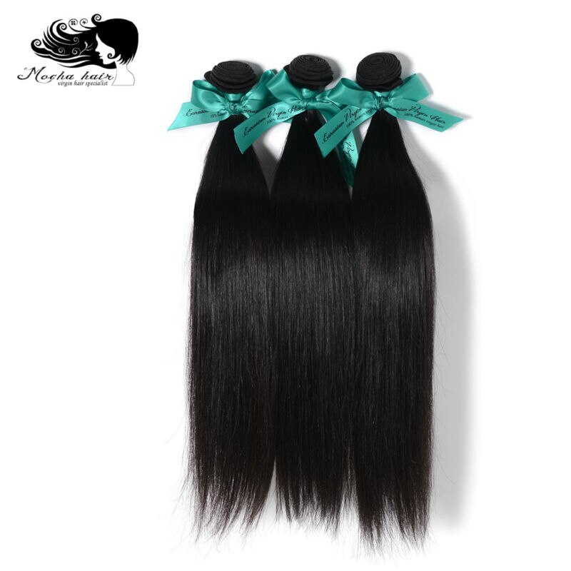 Mocha Hair 10A Eurasian Hair Virgin Straight Hair Extensions 3pcs/lot 8"-26" Natural Color