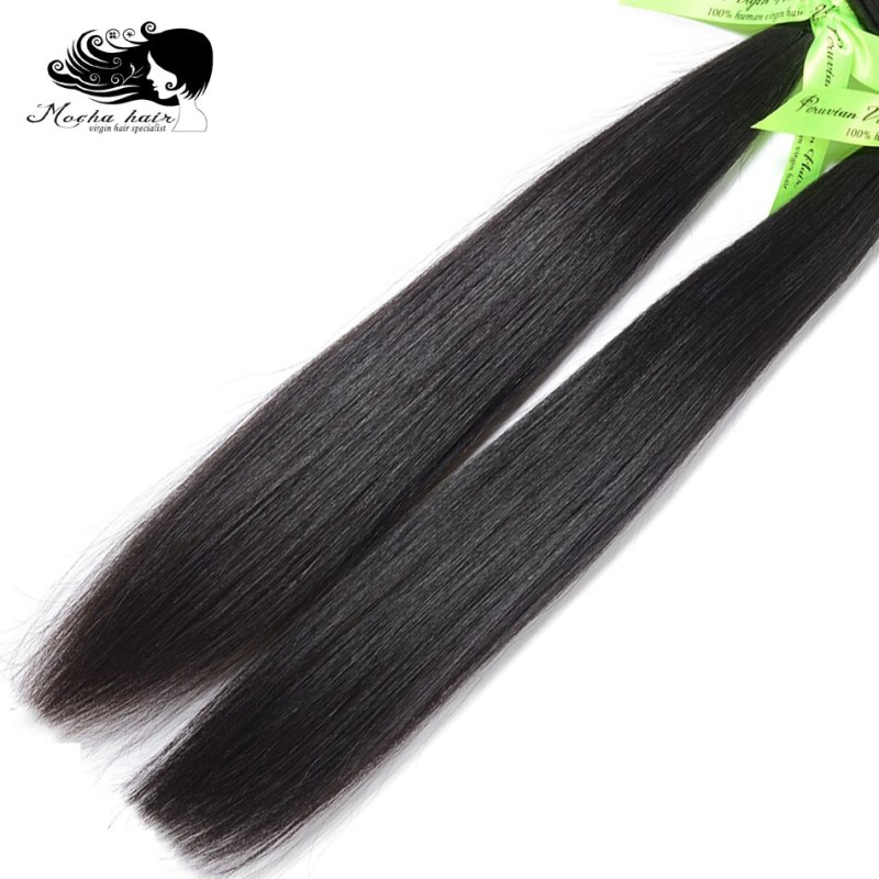 MOCHA Hair  10A Peruvian Straight  Virgin Hair Human Hair Bundles Natural Color 3 Bundles  Hair Extension Can Be Dyed