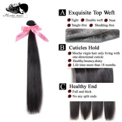 Mocha Hair 10A Malaysia Virgin Straight Hair extension 8"-28" Nature Color 100% Unprocessed Human Hair Weaves