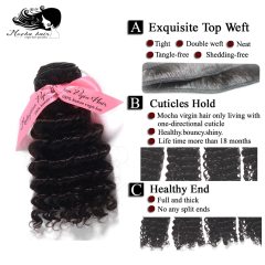 Mocha Hair Malaysian Vrigin Hair Deep Curly Wave 100% Human Hair Weave 3 Bundles Natural Color 12"-28" Free Shipping
