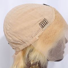 Mocha Hair 613# Blonde Lace Front Wigs Brazilian Remy Straight Hair 6 Inch Short Human Hair Wigs For Women
