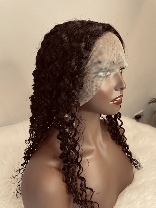 Mocha Hair Human Hair Wigs With Baby Hair T Part Lace Wig Pre Plucked Deep Wave Lace Front Wig