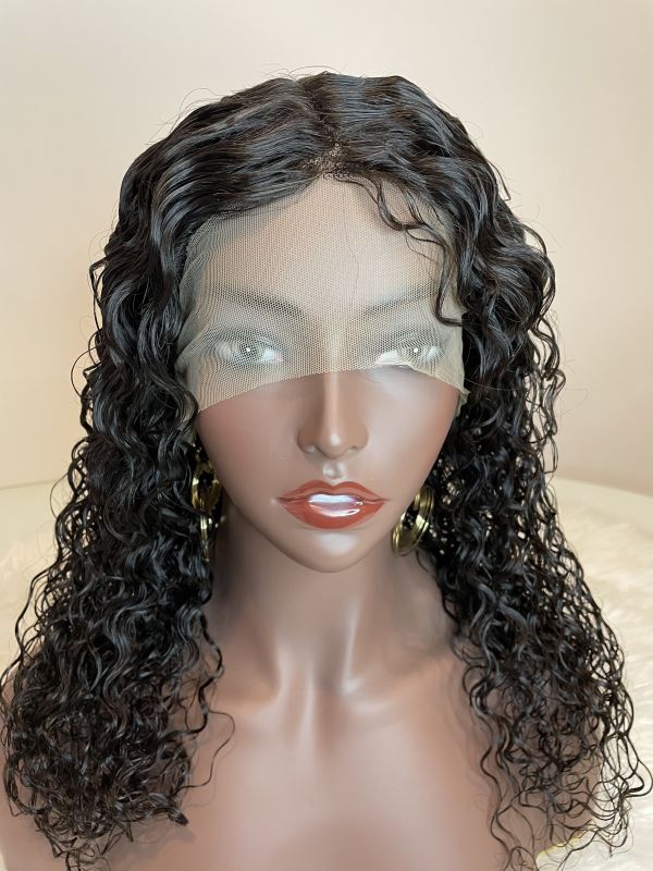 Mocha Hair Human Hair Wigs With Baby Hair T Part Lace Wig Pre Plucked Water Wave Lace Front Wig