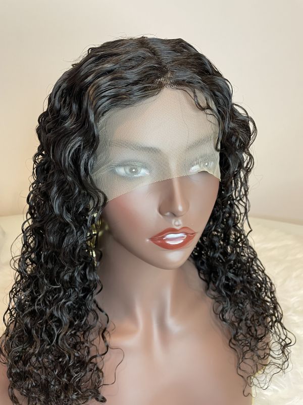 Mocha Hair Human Hair Wigs With Baby Hair T Part Lace Wig Pre Plucked Water Wave Lace Front Wig