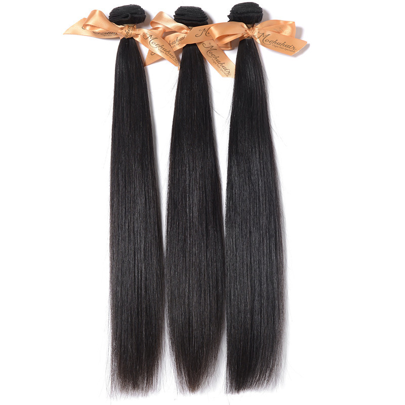 MOCHA Hair 10A  Brazilian Straight Virgin Hair 3 Bundles With One 4* 4 Lace Closure 100% Human Hair Free shipping