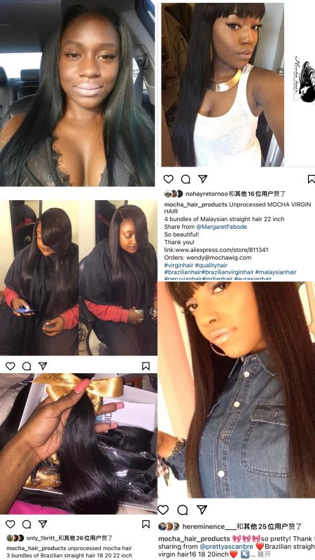 MOCHA Hair 100% Unprocessed 10A Brazilian virgin hair Straight human hair 8"-26"  4 Bundle hair extension natural color