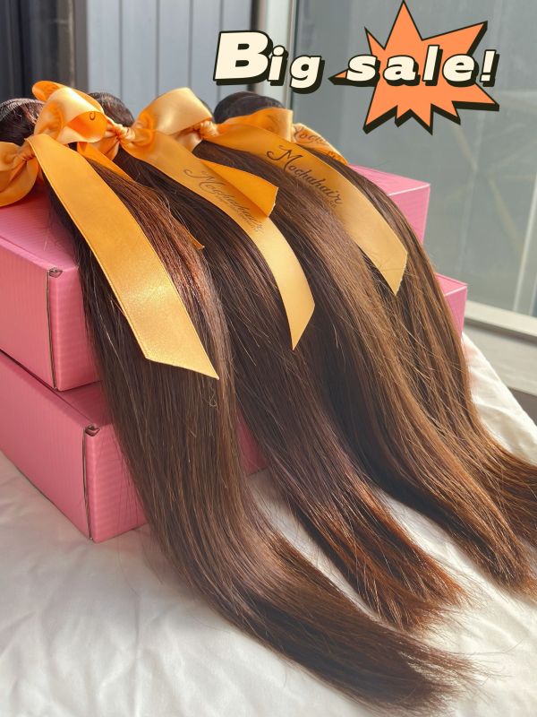 Big sales !!! 4 bundles of  14inch  MOCHA Hair  Straight virgin  Hair 10A Brazilian Virgin Hair Natural  brown Color