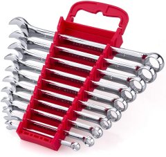Combination wrench set includes metric size 6 8 10 11 12 13 14 15 17 19 with storage rack