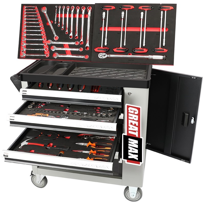176PCS-6 Drawers With Side Door Trolley Cabinet with Tool Set Mechanic Hand Tools
