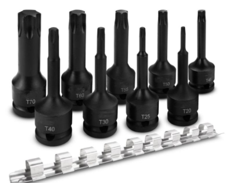 9pce 1/2" Drive Deep Impact Torx Socket Set