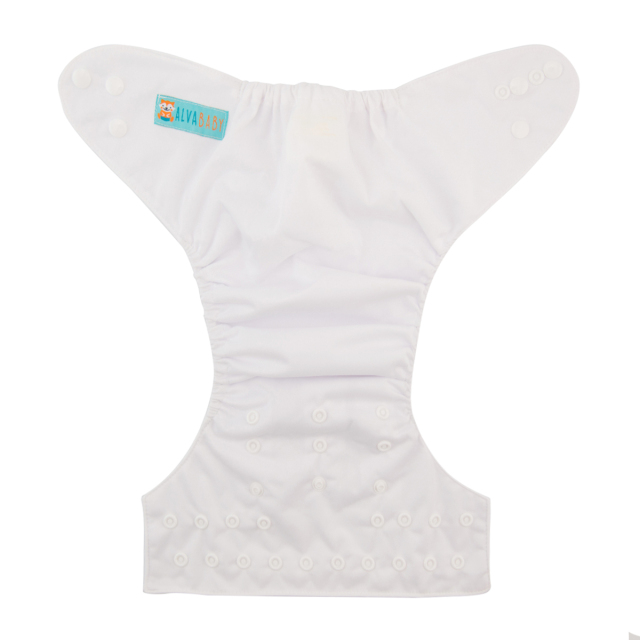 ALVABABY One Size Solid Color Pocket Cloth Diaper -White(B09A)