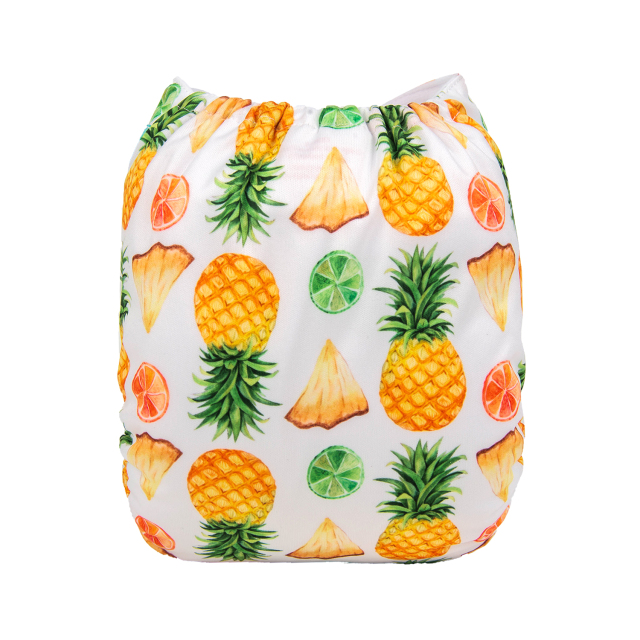 ALVABABY One Size Print Pocket Cloth Diaper -Pineapple(H-YK50A)