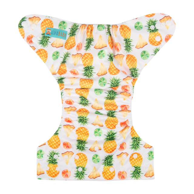 ALVABABY One Size Print Pocket Cloth Diaper -Pineapple(H-YK50A)