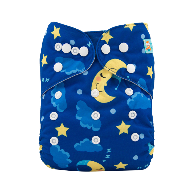ALVABABY One Size Print Pocket Cloth Diaper -Moon and star(H085A)