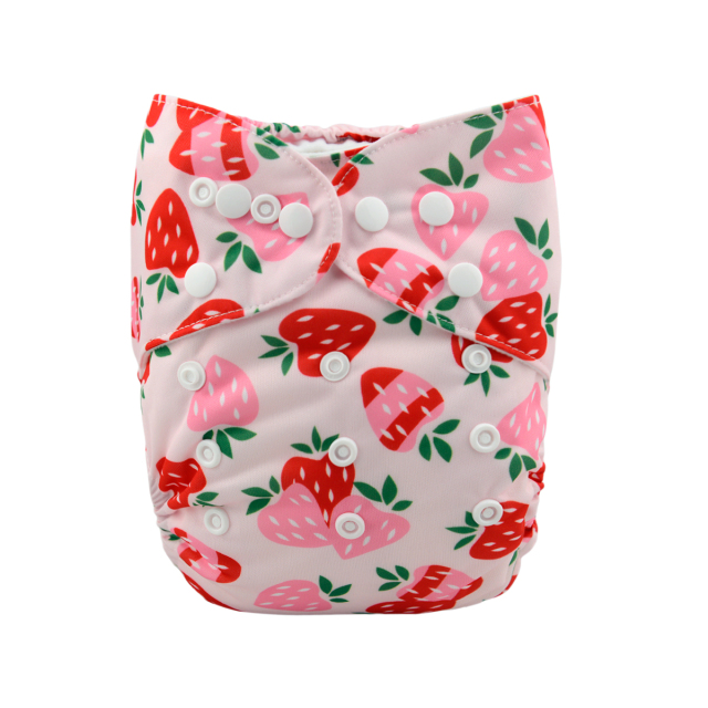 ALVABABY One Size Print Pocket Cloth Diaper -Strawberry (H037A)
