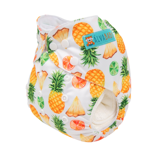 ALVABABY One Size Print Pocket Cloth Diaper -Pineapple(H-YK50A)