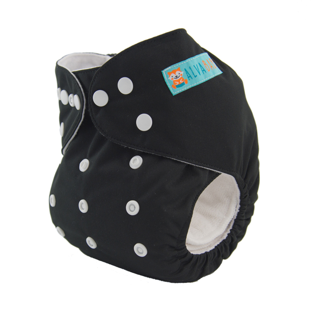 ALVABABY One Size Solid Color Pocket Cloth Diaper -Black(B26A)