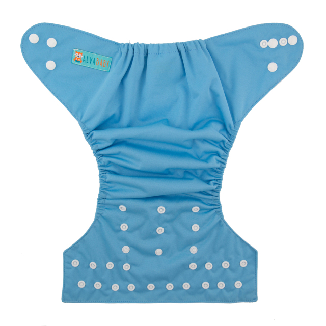 ALVABABY One Size Solid Color Pocket Cloth Diaper -Light Blue(B05A)