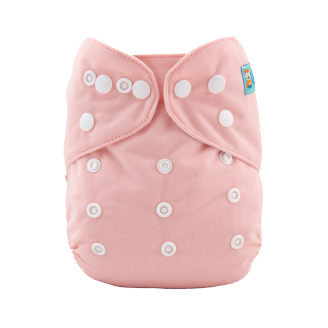 ALVABABY One Size Solid Color Pocket Cloth Diaper -Light Pink(B19A)