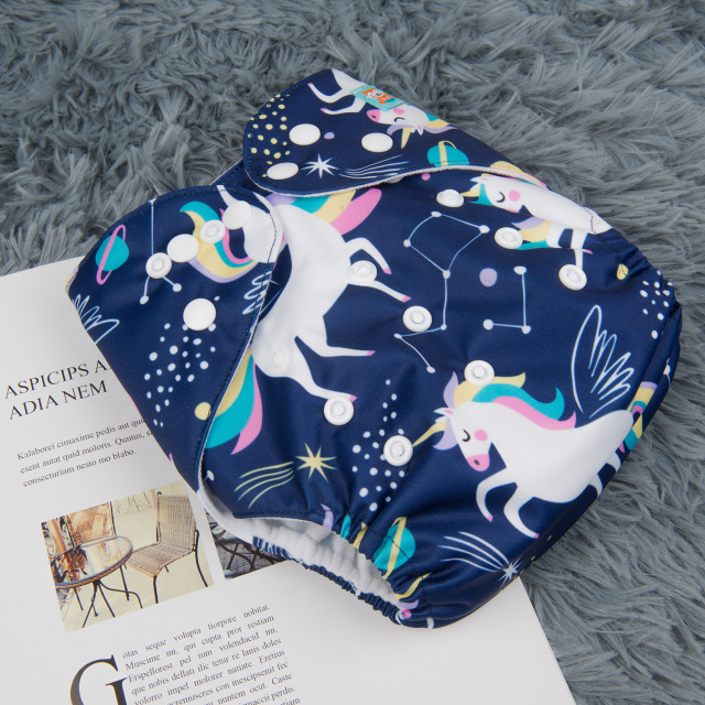 ALVABABY One Size Print Pocket Cloth Diaper -Unicorn(H152A)