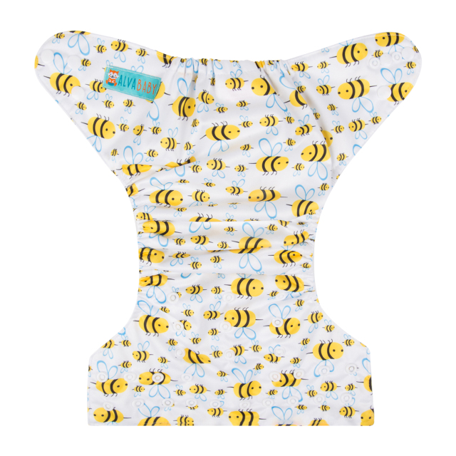 ALVABABY One Size Print Pocket Cloth Diaper -Bee(H117A)