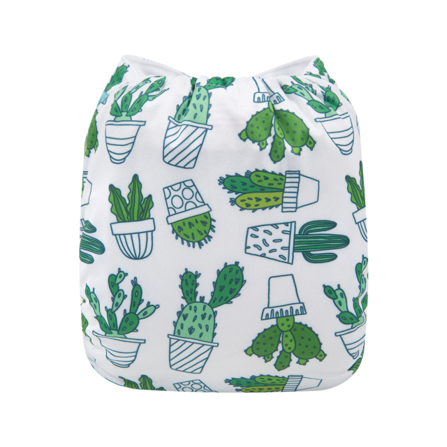 ALVABABY One Size Print Pocket Cloth Diaper -Cactus(H134A)