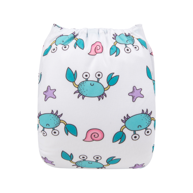 ALVABABY One Size Print Pocket Cloth Diaper -Crabs(H192A)