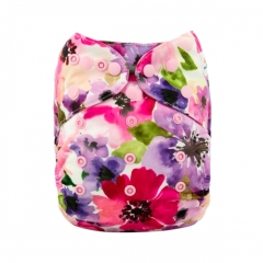 ALVABABY Reusable Cloth Diaper Cover with Double Gussets One Size- Flower(DC-H065)