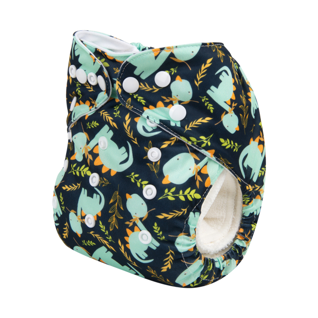 ALVABABY One Size Print Pocket Cloth Diaper -Cute Dinosaur(H228A)