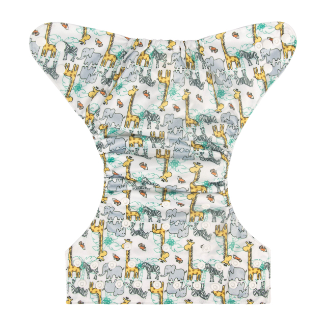 ALVABABY One Size Print Pocket Cloth Diaper -Giraffe&Elephant(H268A)