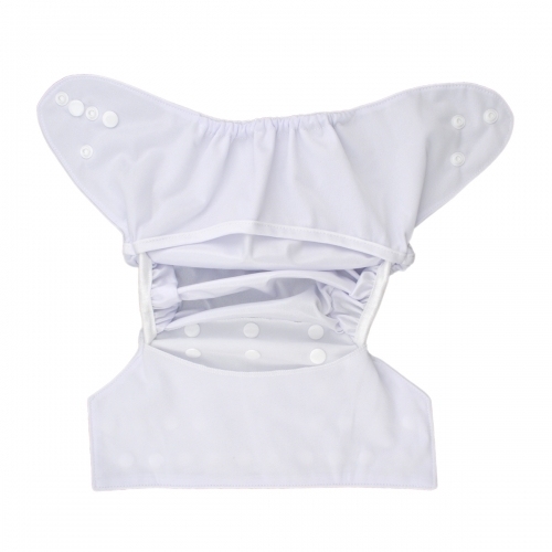 ALVABABY Diaper Cover with Double Gussets Solid Color White(DC-B09)