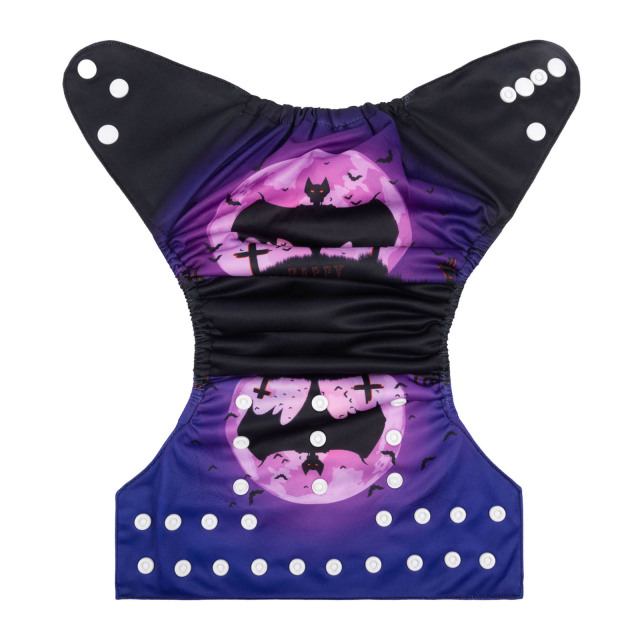 ALVABABY Halloween One Size Positioning Printed Cloth Diaper -Bat (QD41A)