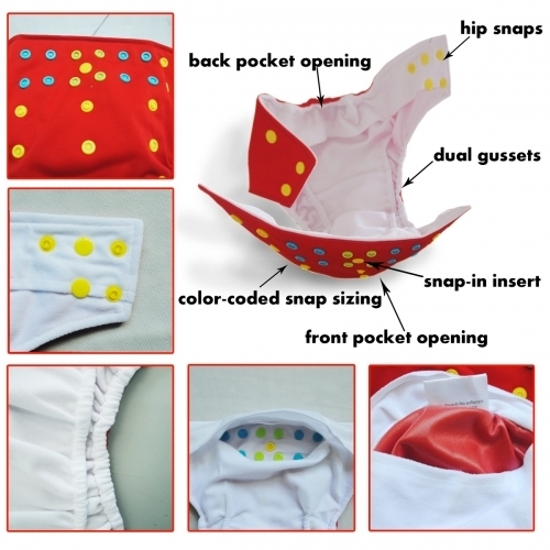 AI2 Color Snap Pocket Diaper with Double Gussets (CYA37)