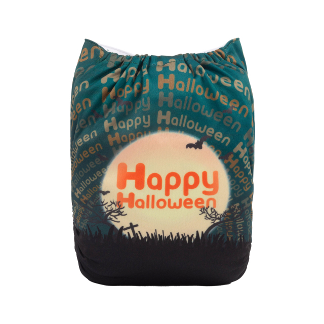 ALVABABY Halloween One Size Positioning Printed Cloth Diaper -Happy Halloween(QD46A)