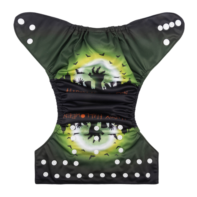 ALVABABY Halloween One Size Positioning Printed Cloth Diaper Cemetery (QD38A)