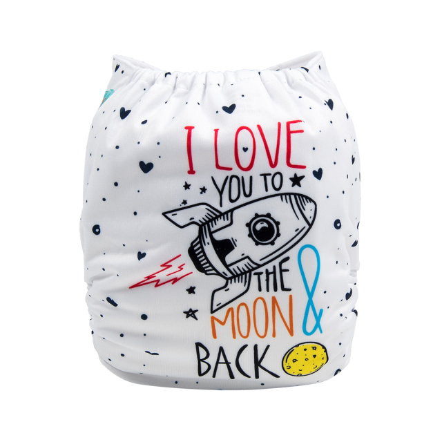 ALVABABY One Size Positioning Printed Cloth Diaper -The moon back(YD179A)