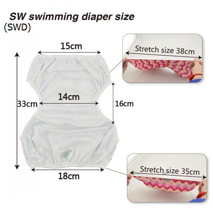 ALVABABY One Size Printed Swim Diaper -Pink cute whale (YK66A)