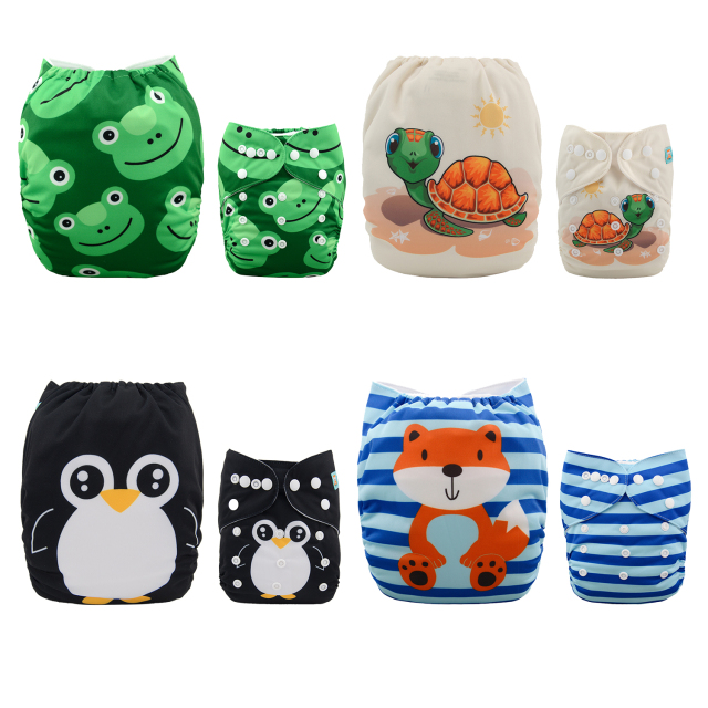 (All Packs)ALVABABY 4PCS Diapers with 4 Microfiber inserts