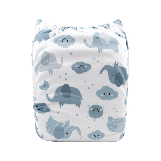 ALVABABY One Size Print Pocket Cloth Diaper-Elephant (H396A)