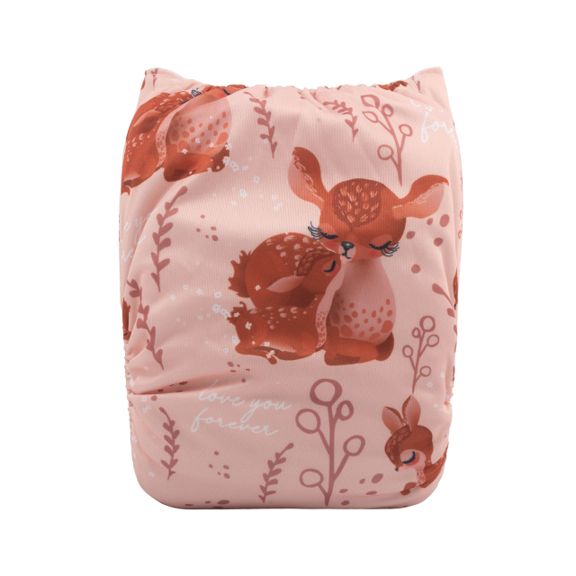 ALVABABY One Size Positioning Printed Cloth Diaper -Fawn/Deer(YDP116A)