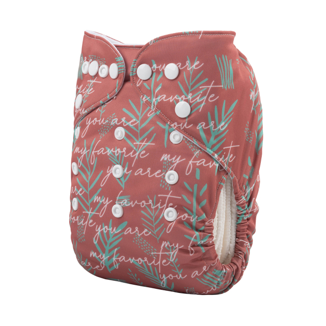 ALVABABY One Size Positioning Printed Cloth Diaper -Leaves(YDP120A)
