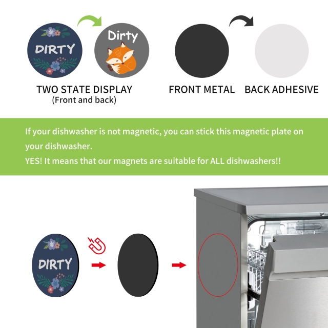 Dishwasher Magnet Dirty Clean Sign Indicator, Trendy Universal Kitchen Dish Washer Refrigerator Magnet-XWT03